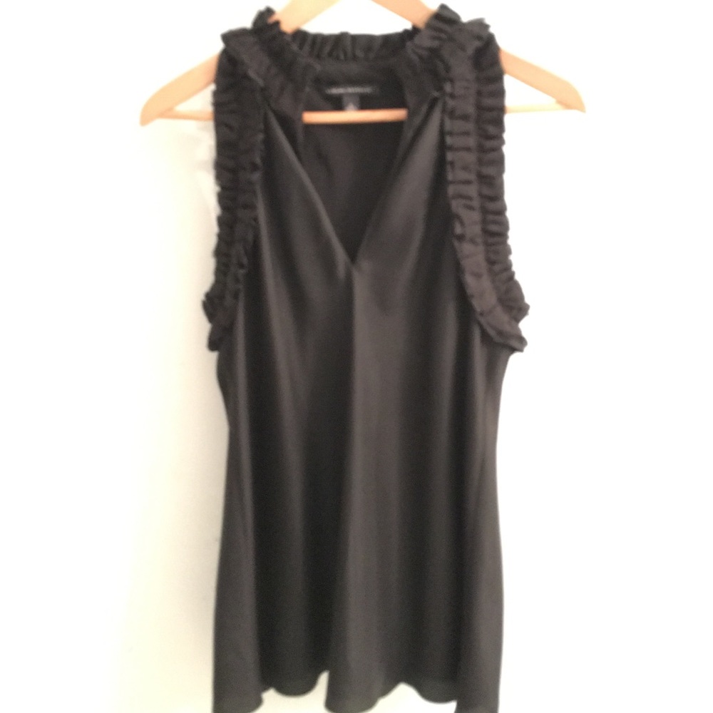 Black silk ruffle sleeveless Banana Republic Shell